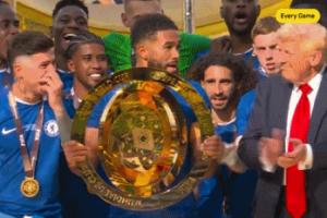 切爾西捧杯時(shí)特朗普仍站中間，桑切斯與其溝通因凡蒂諾也不斷示意