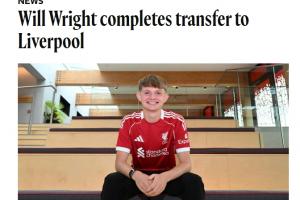 截胡槍手！官方：利物浦簽下17歲前鋒威爾-賴特