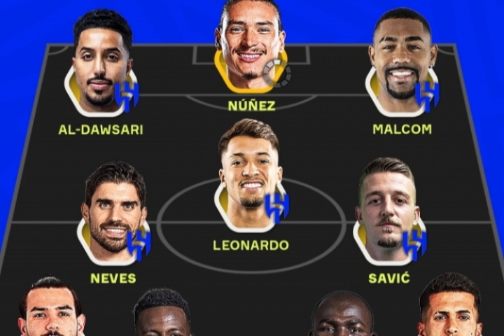 亞洲橫著走！利雅得新月首發(fā)：努涅斯+內(nèi)維斯+特奧+坎塞洛…
