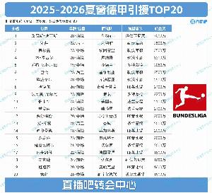 德甲夏窗TOP20：標(biāo)王迪亞斯7000萬斷層領(lǐng)跑，藥廠花2億前7占5席