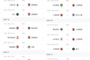 誰的賽程更好？中超僅剩6輪，蓉城申花，國安海港下輪直接對(duì)話