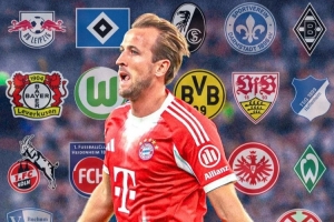 通殺！截止目前凱恩在德甲賽場(chǎng)共與20隊(duì)交手，全部取得進(jìn)球