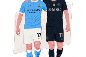 意甲官推曬海報預熱那不勒斯vs曼城：過去和現(xiàn)在的德布勞內