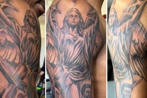 杰倫威休賽季右手新增大花臂：天使圖案+耶穌+大衛(wèi)與歌利亞！