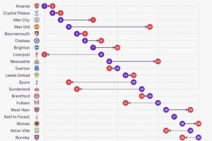 曼聯(lián)預(yù)期排名第4實(shí)際排名第14，是英超排名最低于預(yù)期的球隊(duì)