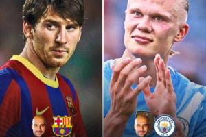 在瓜帥執(zhí)教下聯(lián)賽：梅西136場(chǎng)138球55助，哈蘭德104場(chǎng)94球17助