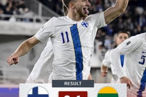 暫登小組榜首！世預賽歐洲區(qū)小組賽G組：芬蘭2-1立陶宛