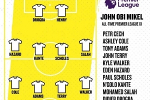 米克爾評英超史佳陣：德羅巴配亨利，切赫 斯科爾斯 薩拉赫在列