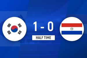 半場(chǎng)-嚴(yán)智星掃射破門巴拉圭球員烏龍助攻 韓國(guó)暫1-0巴拉圭