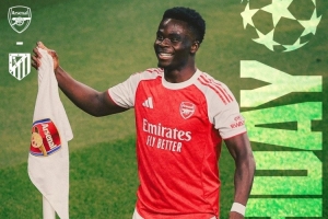 阿森納曬歐冠主場(chǎng)對(duì)陣馬競(jìng)海報(bào)預(yù)熱：薩卡單人出鏡