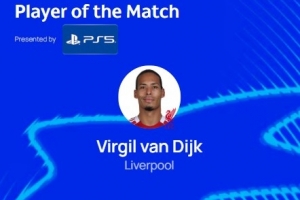 1進(jìn)球6解圍，范戴克當(dāng)選利物浦5-1客勝法蘭克福全場(chǎng)最佳球員