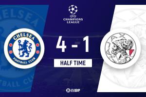 半場-切爾西暫4-1十人阿賈克斯 吉烏破門凱塞多建功恩佐點(diǎn)射