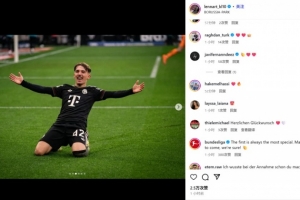 17歲卡爾社媒曬滑跪慶祝照，德甲官方鼓勵：聯(lián)賽處子球總是很特殊