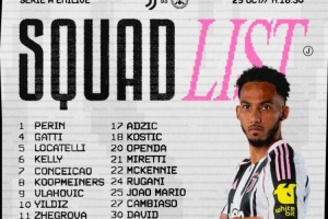 尤文對陣烏迪內(nèi)斯名單：弗拉霍維奇、伊爾迪茲在列，K-圖拉姆缺席