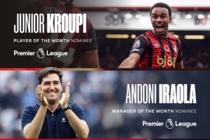 表現(xiàn)優(yōu)異！伯恩茅斯入圍英超10月最佳教練、最佳球員、最佳進(jìn)球