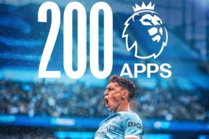 25歲158天，福登超越斯特林成為代表曼城出戰(zhàn)200場(chǎng)英超最年輕球員