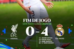 給一隊打個樣?青年歐冠：皇馬4-0橫掃利物浦，進攻全面壓制