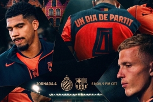 劍指三分！巴薩發(fā)布歐冠賽前海報：萊萬、奧爾莫、阿勞霍出鏡