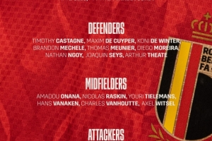 比利時大名單：庫爾圖瓦領(lǐng)銜，多庫、特羅薩德、薩勒馬科爾斯入選