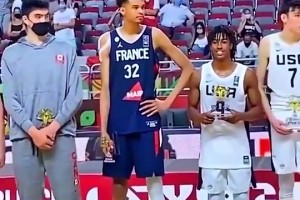 沒有對比就沒有傷害！霍姆格倫站在文班亞馬身邊，看起來好小只啊