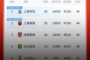 刺激??！中超積分榜爭冠懸念再起：申花，海港，蓉城各差1分