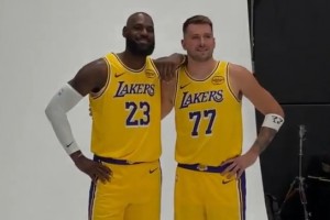 老詹的第22季！湖人媒體日 詹姆斯和東契奇滿分組合的定妝照~