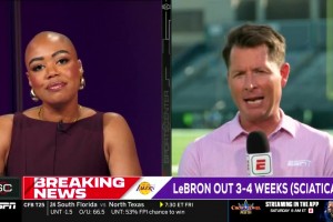 老詹因傷缺陣！專家：也許他可以涂點(diǎn)軒尼詩！把光頭女主持逗笑了