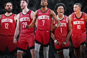 火箭這套首發(fā)身高歷史第一！4個超過2米1的，2米03的阿門都只能算小矮人